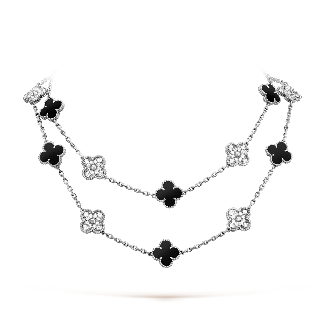 [Luna Brilliance]CLOVER 20 MOTIFS ONYX DIAMOND SILVER