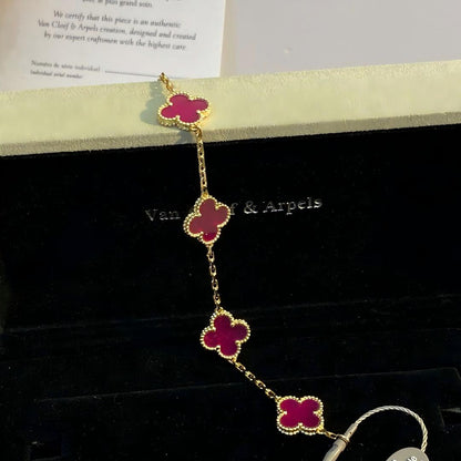 [Luna Brilliance]NEW CLOVER 5 MOTIFS PINK ENAMEL BRACELET