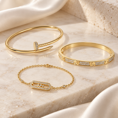 [Luna Brilliance] LOVE & JUSTE Baby Move Diamond Bracelet Stack Set