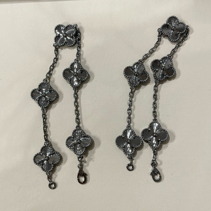 [Luna Brilliance JEWELRY]CLOVER 5 MOTIF BLACK BRACELET