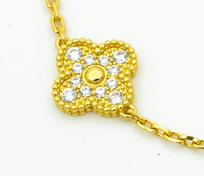 [Luna Brilliance] CLASH & Clover Laser 5-Motif & LOVE Brushed Bracelet Stack Set
