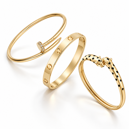 [Luna Brilliance] Panthère & LOVE  & JUSTE  Diamond Bracelet Stack Set