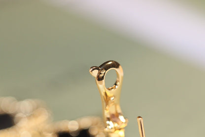 [Luna Brilliance]CLOVER EARRINGS GOLD ONYX MOP 3 MOTIF