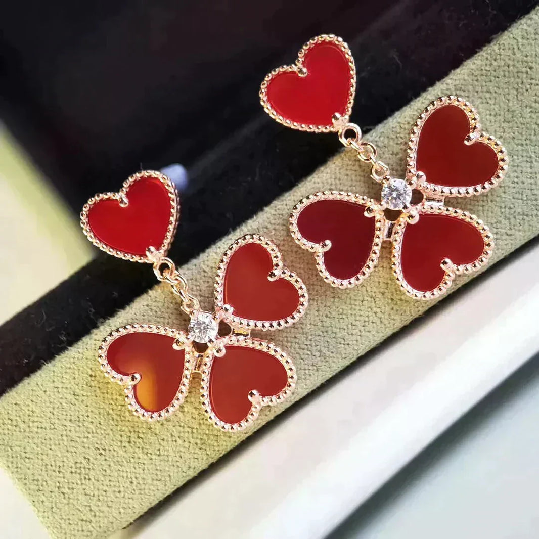 [Luna Brilliance]SWEET CLOVER CARNELIAN EARRINGS