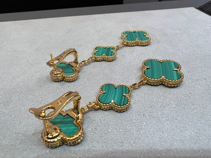 [Luna Brilliance]CLOVER MALACHITE 3 MOTIFS GOLD