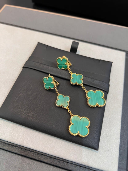 [Luna Brilliance]CLOVER MALACHITE 3 MOTIFS GOLD