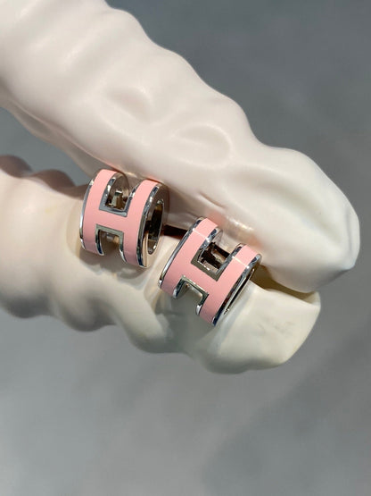 [Luna Brilliance]MINI POP H SILVER EARRINGS PINK