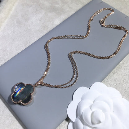 [Luna Brilliance]CLOVER 25MM GOLD DARK MOP BIG CLOVER NECKLACE