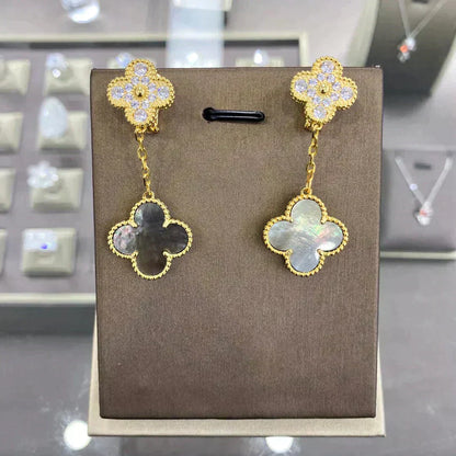 [Luna Brilliance]CLOVER  2 MOTIFS  DIAMOND  EARRINGS (MULTIPLE CHOICESç´