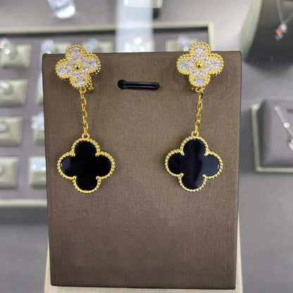 [Luna Brilliance]CLOVER  2 MOTIFS  DIAMOND  EARRINGS (MULTIPLE CHOICESç´