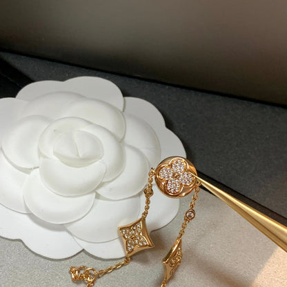 [Luna Brilliance]STAR AND SUN 4 MOTIFS GOLD DIAMONDS BRACELET