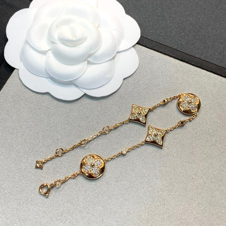 [Luna Brilliance]STAR AND SUN 4 MOTIFS GOLD DIAMONDS BRACELET