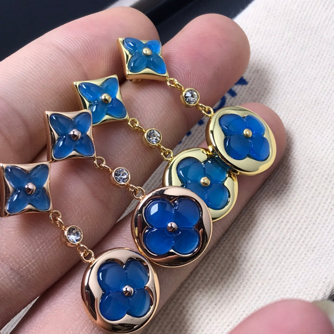 [Luna Brilliance]STAR AND SUN AGATE DIAMOND EARRINGS