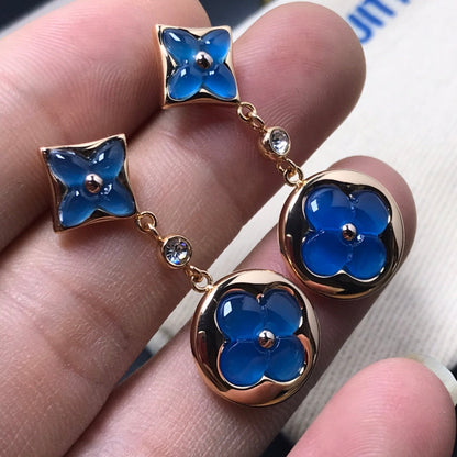 [Luna Brilliance]STAR AND SUN AGATE DIAMOND EARRINGS