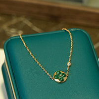 [Luna Brilliance]SUN MALACHITE 1 DIAMOND PINK GOLD BRACELET