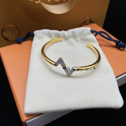 [Luna Brilliance]VOLTE UPSITE DOWN DIAMOND GOLD OPEN BRACELET