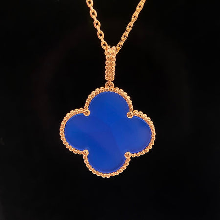 [Luna Brilliance]CLOVER 25MM NECKLACE TURQUOISE ROSE GOLD