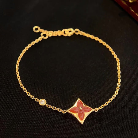 [Luna Brilliance]COLOR STAR CARNELIAN PINK GOLD DIAMOND BRACELET