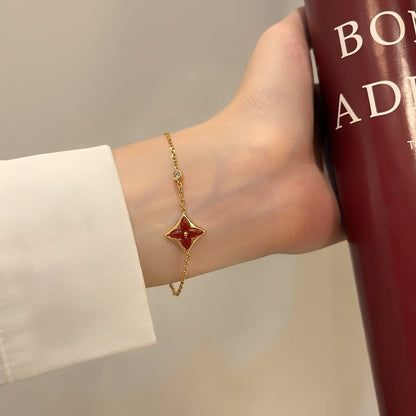 [Luna Brilliance]COLOR STAR CARNELIAN PINK GOLD DIAMOND BRACELET