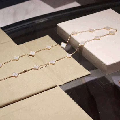 [Luna Brilliance]CLOVER 20 MOTIFS WHITE MOP NECKLACE