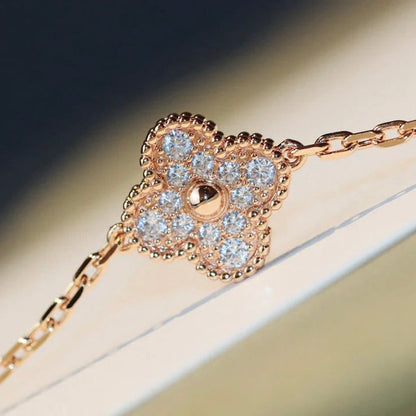 [Luna Brilliance]CLOVER 20 MOTIFS MALACHITE DIAMOND NECKLACE