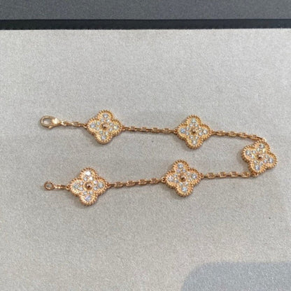 [Luna Brilliance] CLOVER 5 MOTIF FULL DIAMOND BRACELET COLLECTION