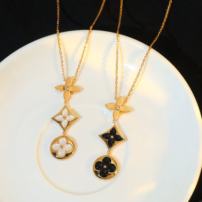 [Luna Brilliance]STAR AND SUN ONYX PINK GOLD NECKLACE