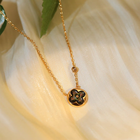 [Luna Brilliance]SUN PEDANT PINK GOLD 1 DIAMOND NECKLACE