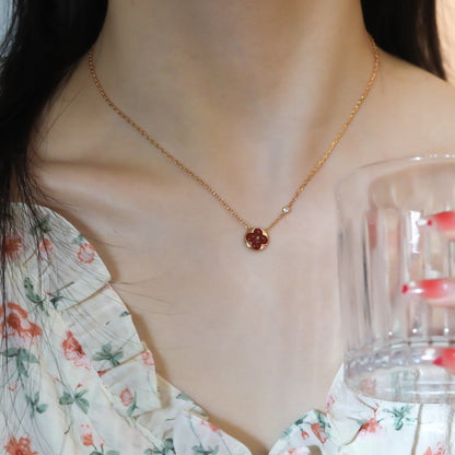 [Luna Brilliance]SUN PEDANT PINK GOLD 1 DIAMOND NECKLACE