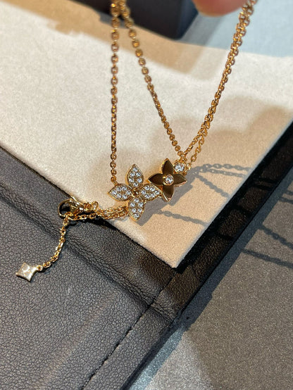 [Luna Brilliance]STAR BLOSSOM NECKLACE PINK GOLD DIAMONDS