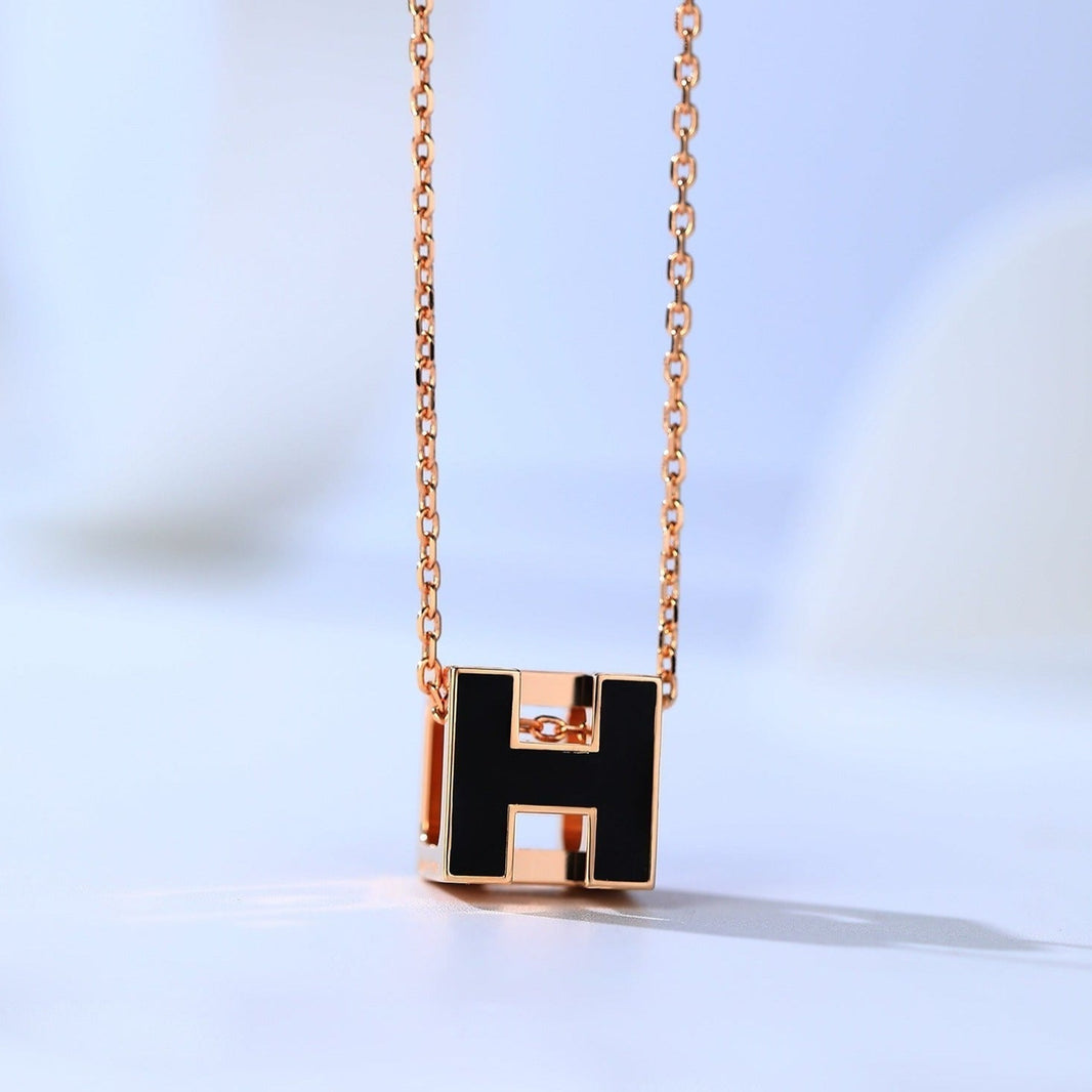 [Luna Brilliance]H CAGE PINK GOLD NECKLACE