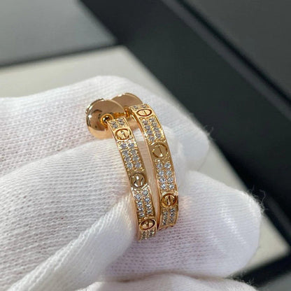 [Luna Brilliance] LOVE EARRINGS 3.6MM DIAMOND PAVED