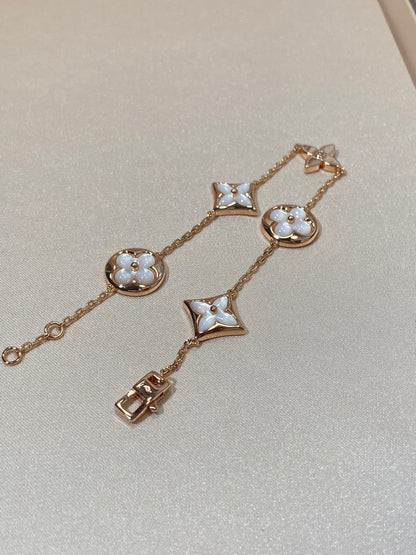 [Luna Brilliance]STAR AND SUN 5 MOTIF MOP PINK GOLD BRACELET