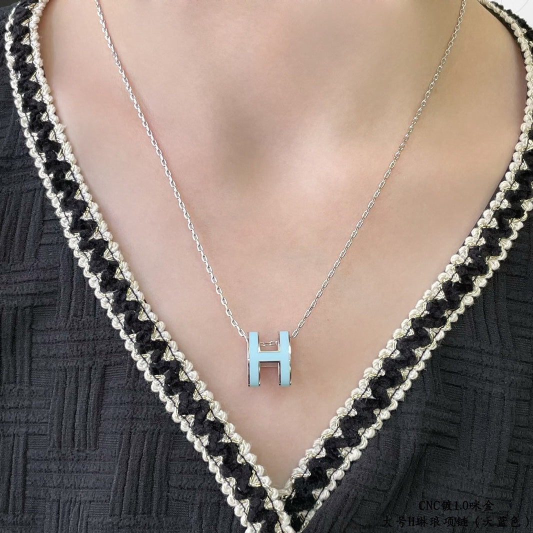 [Luna Brilliance]POP H SKY BLUE NECKLACE