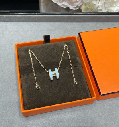 [Luna Brilliance]POP H SKY BLUE NECKLACE