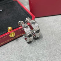 [Luna Brilliance] LOVE CERAMIC DIAMOND PAVED SILVER EARRINGS