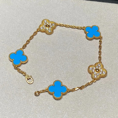 [Luna Brilliance] CLOVER 5 MOTIF BLUE AGATE BRACELET COLLECTION
