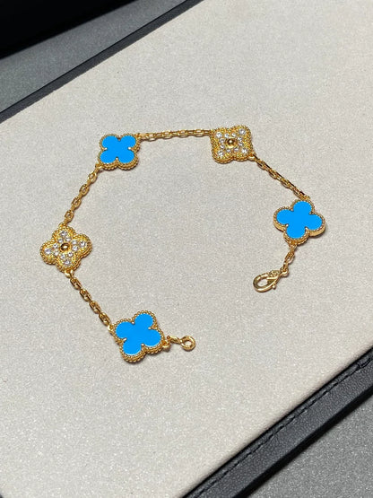 [Luna Brilliance] CLOVER 5 MOTIF BLUE AGATE BRACELET COLLECTION
