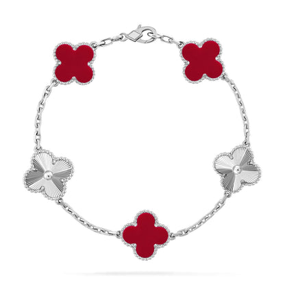 [Luna Brilliance] CLOVER 5 MOTIF RED CORNELIAN BRACELET COLLECTION