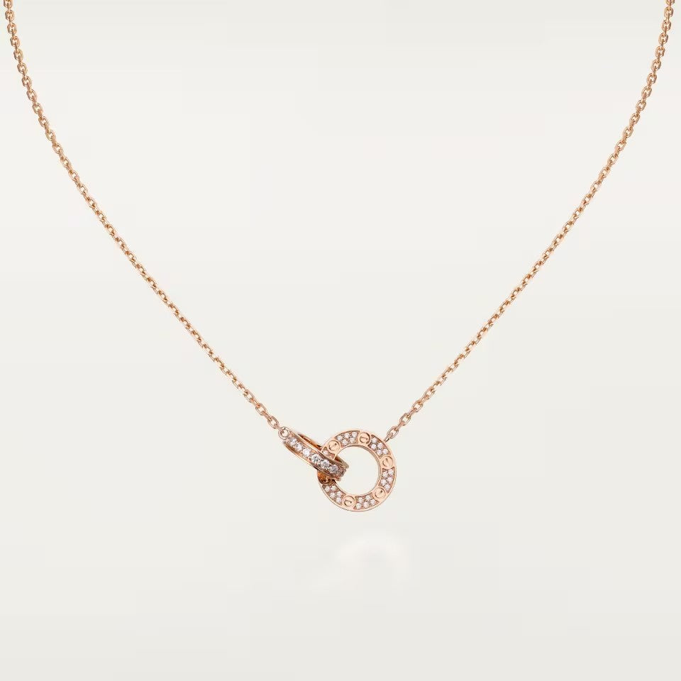 [Luna Brilliance] LOVE  FULL DIAMOND PENDANT NECKLACE