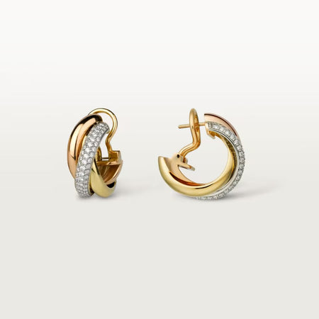 [Luna Brilliance] TRINITY HALF DIAMOND  CLASSIC EARRINGS