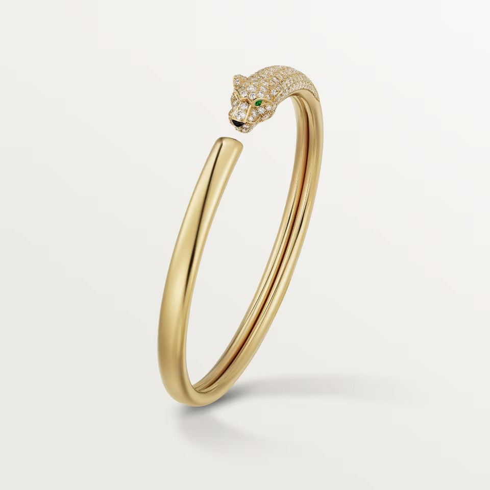 [Luna Brilliance] PANTHERE HALF DIAMOND OPEN BRACELET