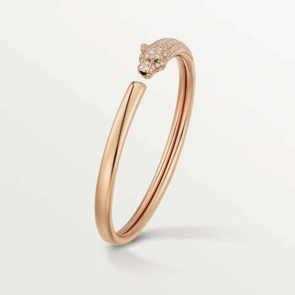 [Luna Brilliance] PANTHERE HALF DIAMOND OPEN BRACELET
