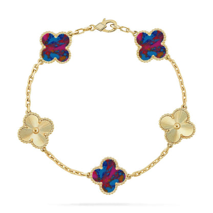 [Luna Brilliance]CLOVER 5 MOTIF COLOR GEMSTONES BRACELET COLLECTION