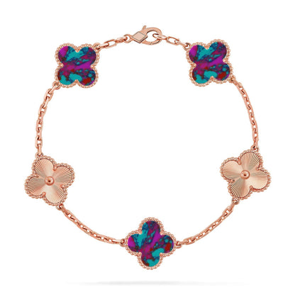 [Luna Brilliance]CLOVER 5 MOTIF COLOR GEMSTONES BRACELET COLLECTION