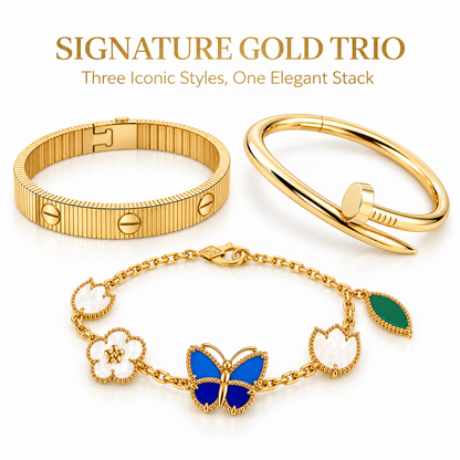 [Luna Brilliance]Clover Lucky Spring & Love & Juste Garden 3-Piece  Bracelet Stack Set