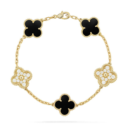 [Luna Brilliance] CLOVER 5 MOTIF ONYXS BRACELET COLLECTION