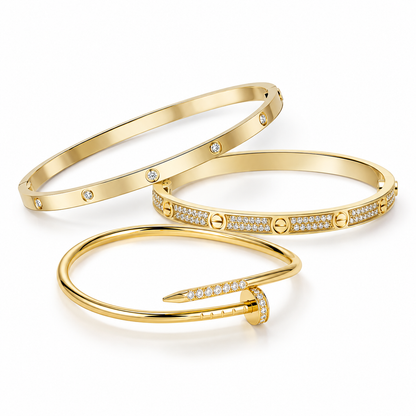 [Luna Brilliance] JUSTE Diamond & LOVE Diamond Bracelet Stack Set