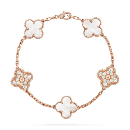 [Luna Brilliance]CLOVER WHITE PEARL MOP 5 MOTIF BRACELET COLLECTION