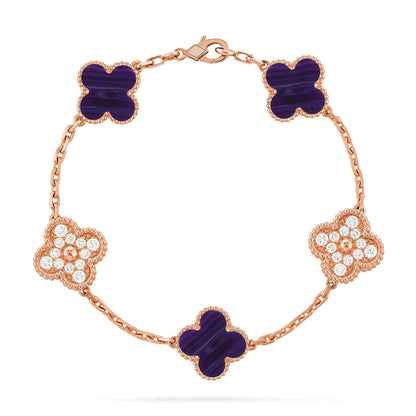 [Luna Brilliance]CLOVER 5 MOTIF PURPLE STRIPES BRACELET COLLECTION
